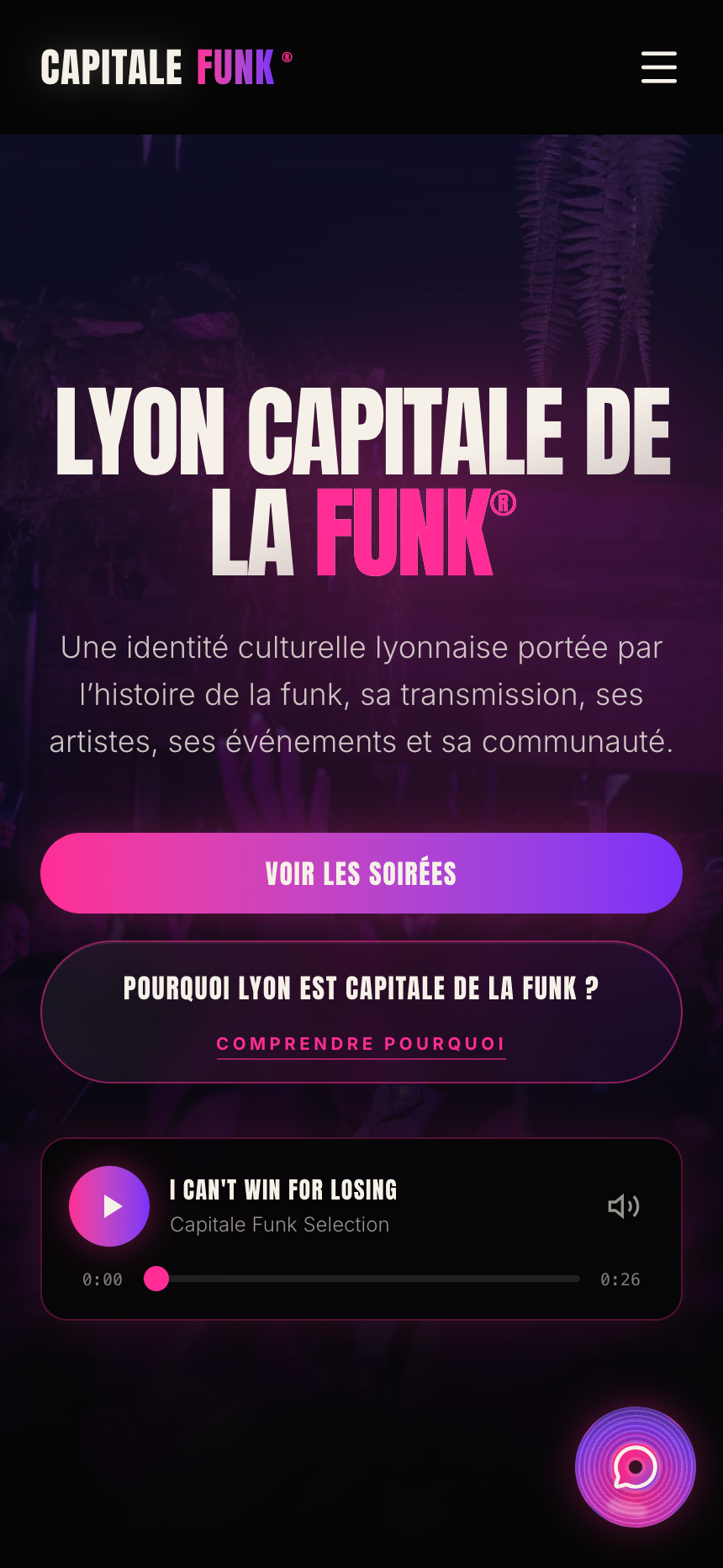 Version mobile du projet Lyon Capitale de la Funk®